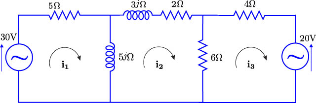 Figure 11 
                  Electrical circuit with three meshes for case study 3.
               