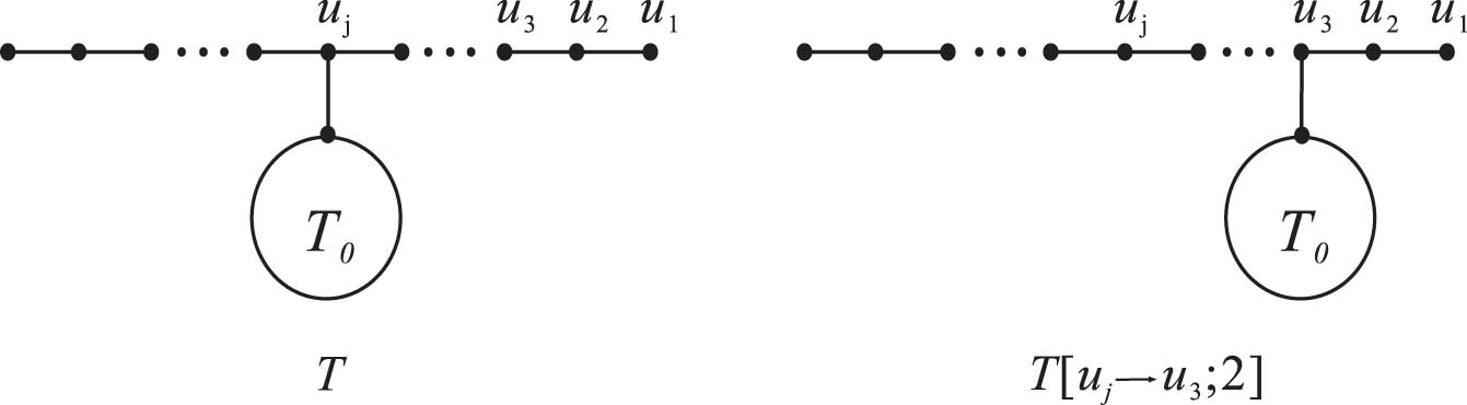 Figure 3 
               
                  
                     
                        
                        
                           T
                           ⇒
                           T
                           
                              [
                              
                                 
                                    
                                       u
                                    
                                    
                                       j
                                    
                                 
                                 →
                                 
                                    
                                       u
                                    
                                    
                                       3
                                    
                                 
                                 ;
                                 
                                 2
                              
                              ]
                           
                        
                        T\Rightarrow T\left[{u}_{j}\to {u}_{3};\hspace{0.33em}2]
                     
                   by Transformation II.
            
