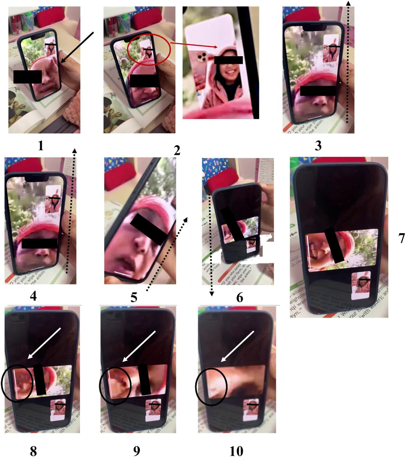 Figure 2: 
Emotions and heritage language practice. The dotted arrow in panels three to six shows the phone rotation.
