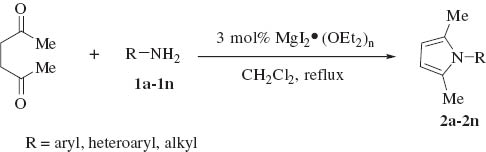Scheme 1 MgI2 etherate catalyzed Paal-Knorr condensation.