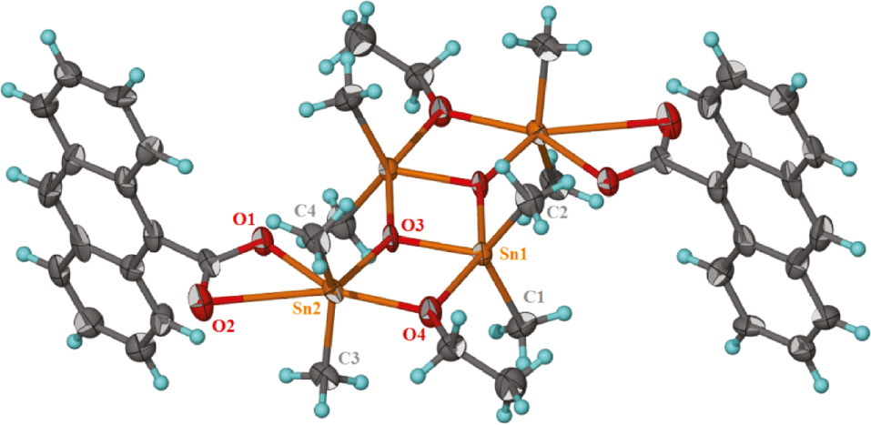 Figure 1: Molecular structure of complex 1.Thermal ellipsoids scaled up to the 40% probability level.