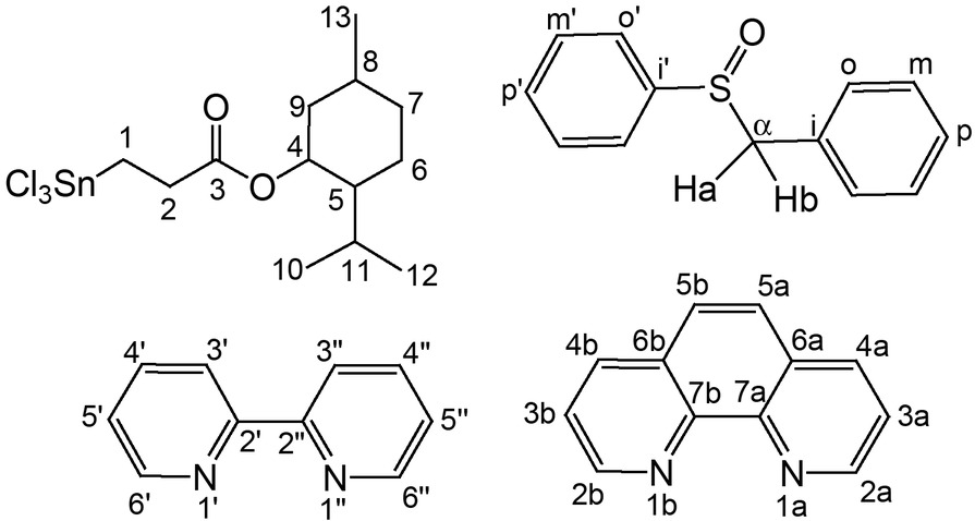 Scheme 2 The numbering scheme in 1-4 for the NMR assignment.
