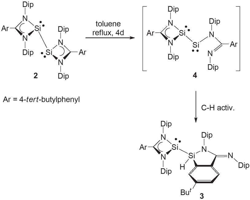 Scheme 1 Synthesis of silyl-silylene 3.