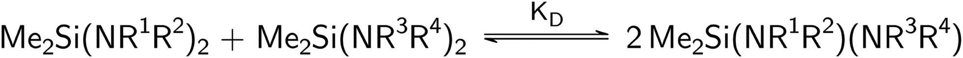 Scheme 4 
                  Transamination equilibrium of two dimethyldiaminosilanes.
               