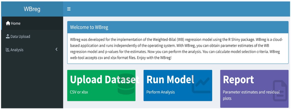 Figure 4 Welcome panel of WBreg.
