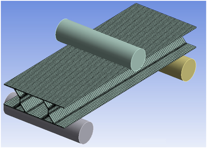 Figure 3:
Finite element model of the three-point bending test.