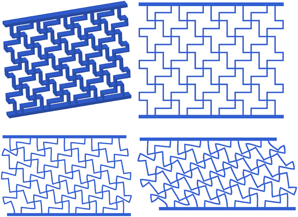 Figure 10: 
Deformation behavior of design 3(chiral) for GF30.
