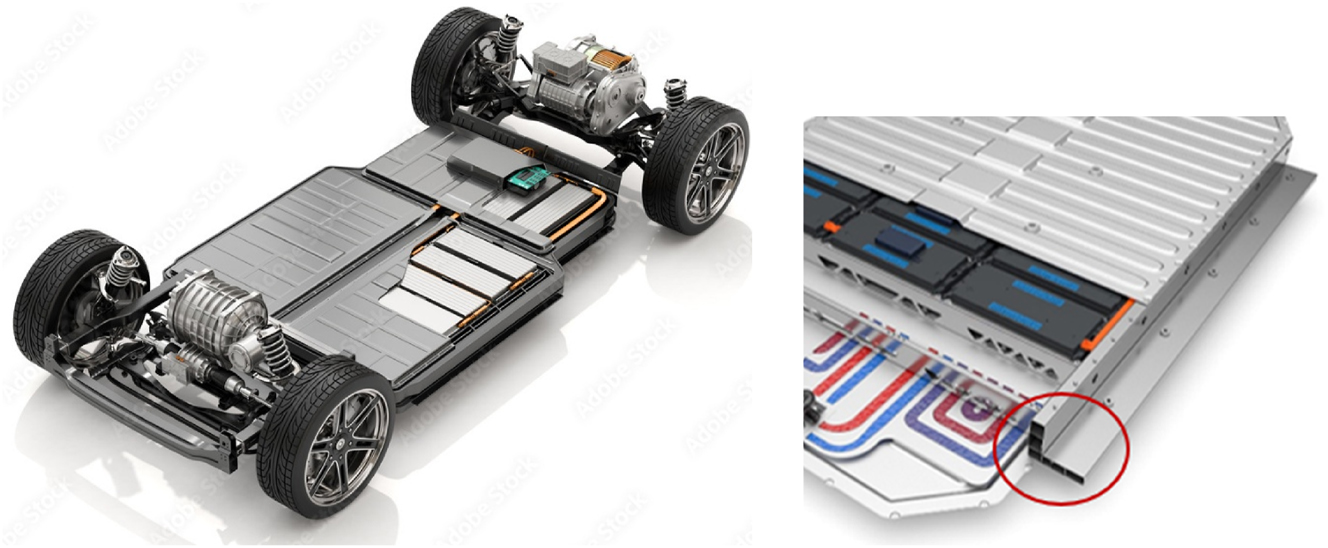 Figure 3: 
Electric vehicle battery box side profile weight optimization and orientation in an automobile [37].
