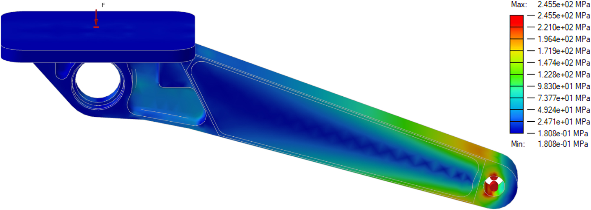 Figure 6: 
MAS result of initial brake pedal design.
