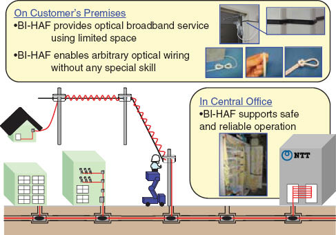 Figure 18 Schematic image of bending loss insensitive HAF (BI-HAF) applications in optical access network.