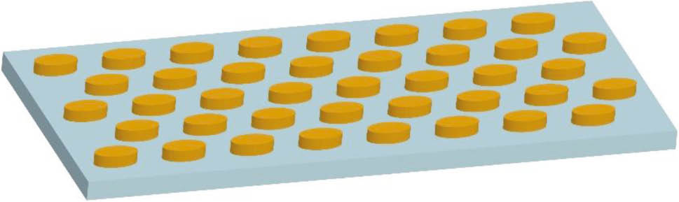 Figure 9: Substrate consisting of ellipsoidal particles in a hexagonal lattice.