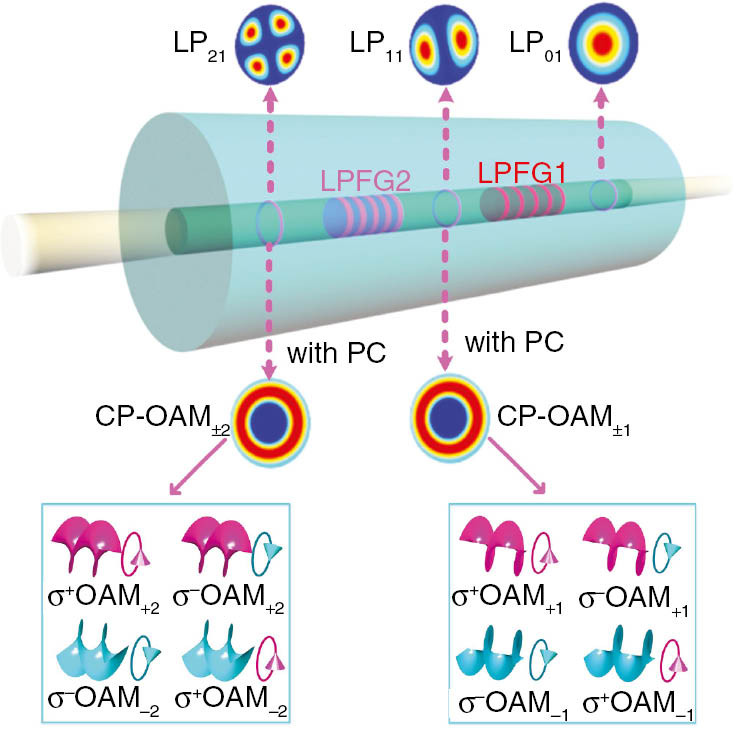 Figure 2: Concept of all-fiber CP-OAM beams generation/conversion.