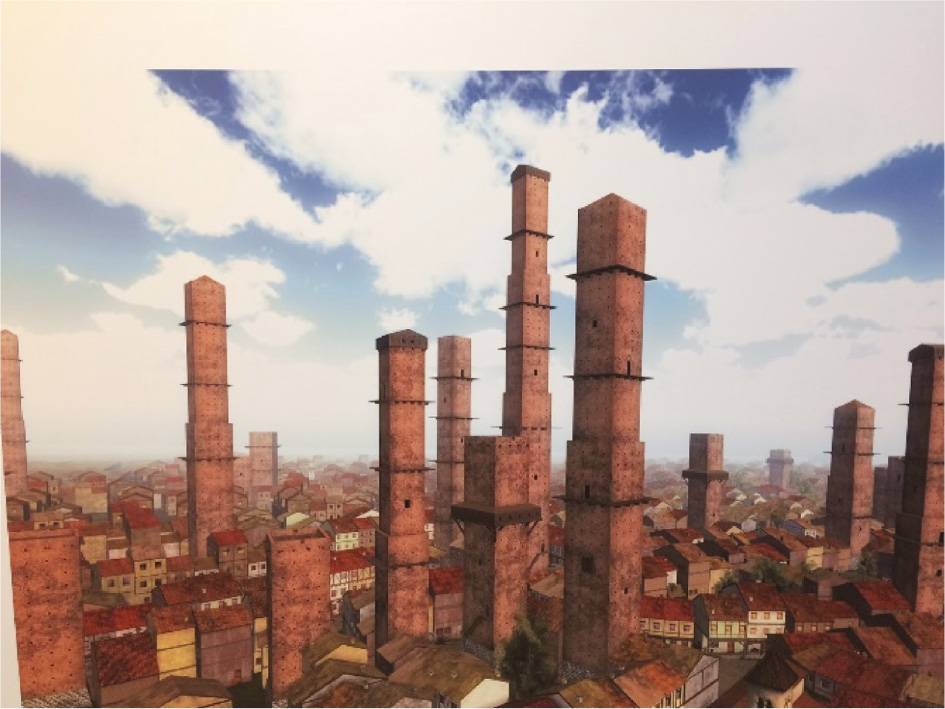 Figure 3: Medieval towers of Bologna.Courtesy of The Time Machine by Genus Bononiae. Museum in the City (Bologna) and TOWER and POWER.