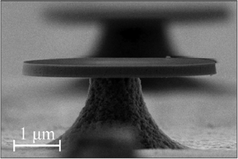 Figure 3: SEM profile of 4.0 μm diameter GaN disks with 1.2 μm diameter Si posts.Reprinted from Ref. [37].