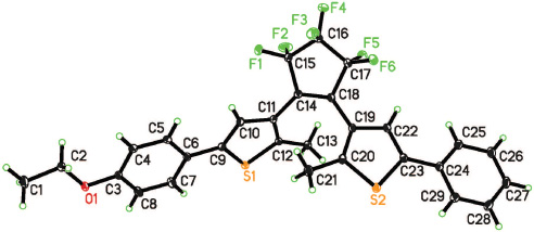 Figure: Molecular view of the title compound. Ellipsoids are drawn at 30% probability level.
