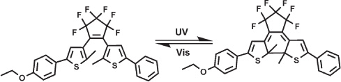 Scheme: Left: ground state as found in the crystal structure, right: excited state as found in the structure.