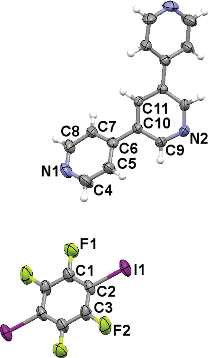 Figure 1: Molecular structure of the title complex with dispalcement ellipsoids draw at the 50% proability level.