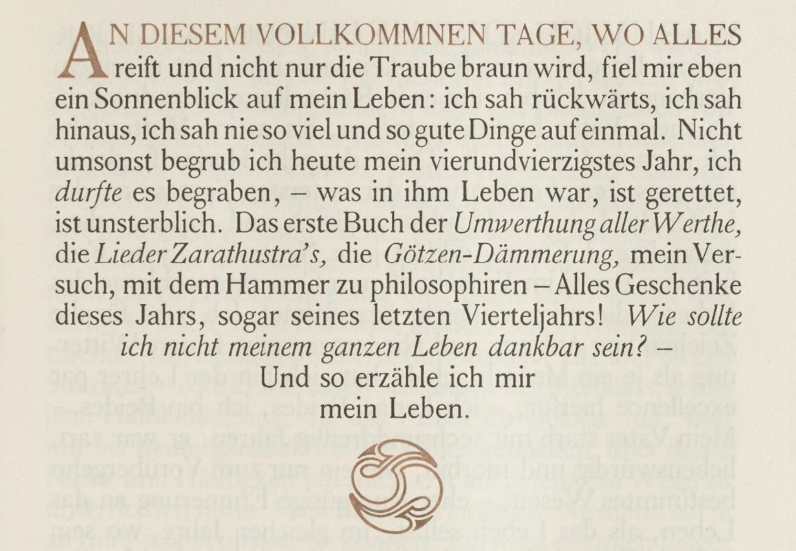 Abb. 2: Ecce homo, hg. v. Raoul Richter, Leipzig 1908, S. 13, Ausschnitt (HAAB C 2934)