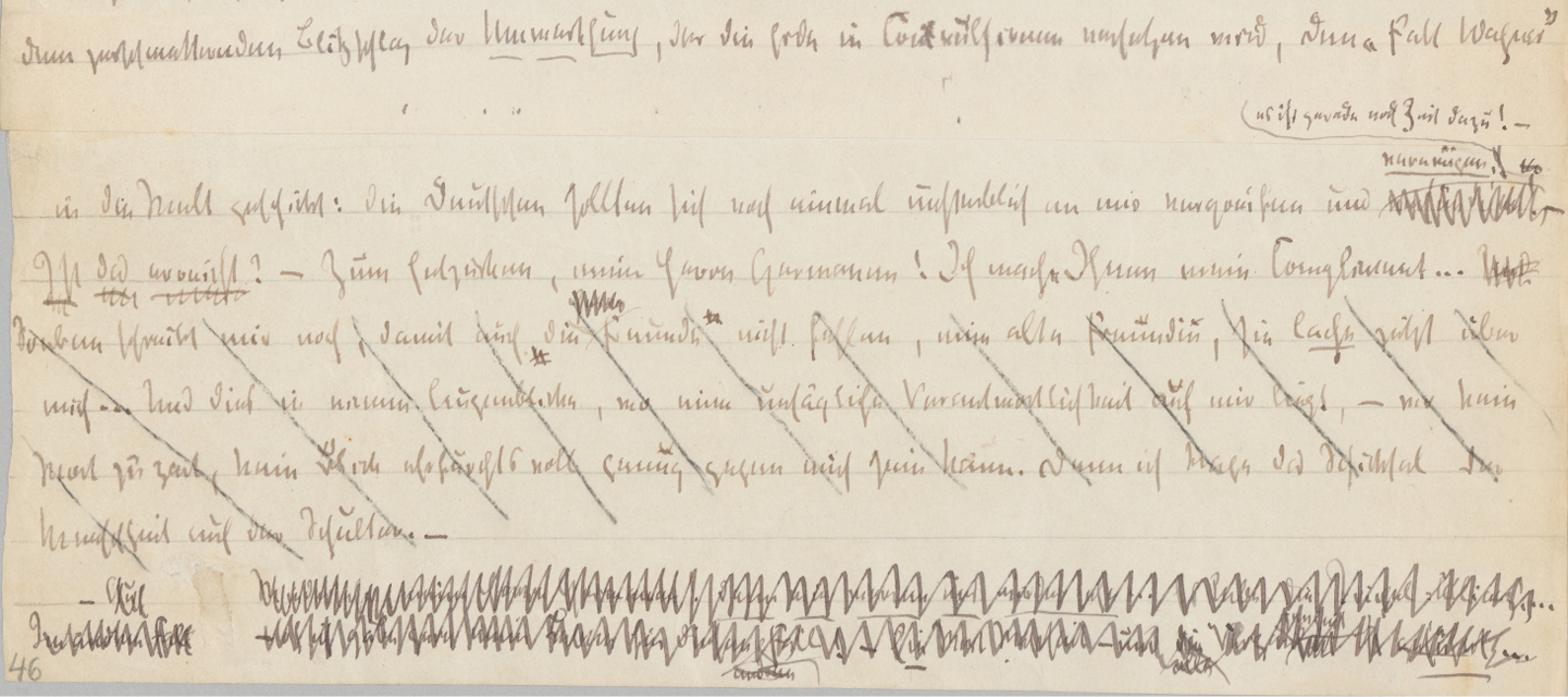 Abb. 5: Ausschnitt aus dem Druckmanuskript von Ecce homo (GSA 71/31, D 25, S. 38 / Bl. 46r)