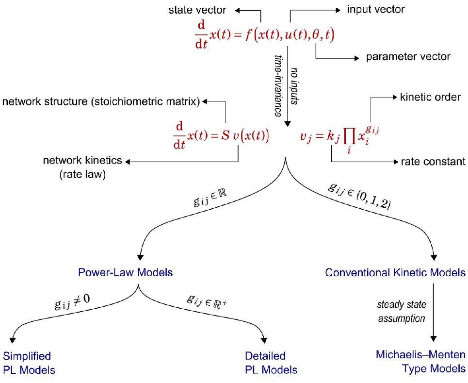 Fig. 7 Variety of rate-equation models of chemical reaction networks arising in systems biology [52]