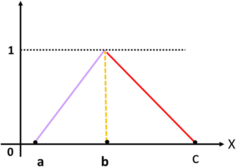 Figure 1 
                  Triangular fuzzy number.
               
