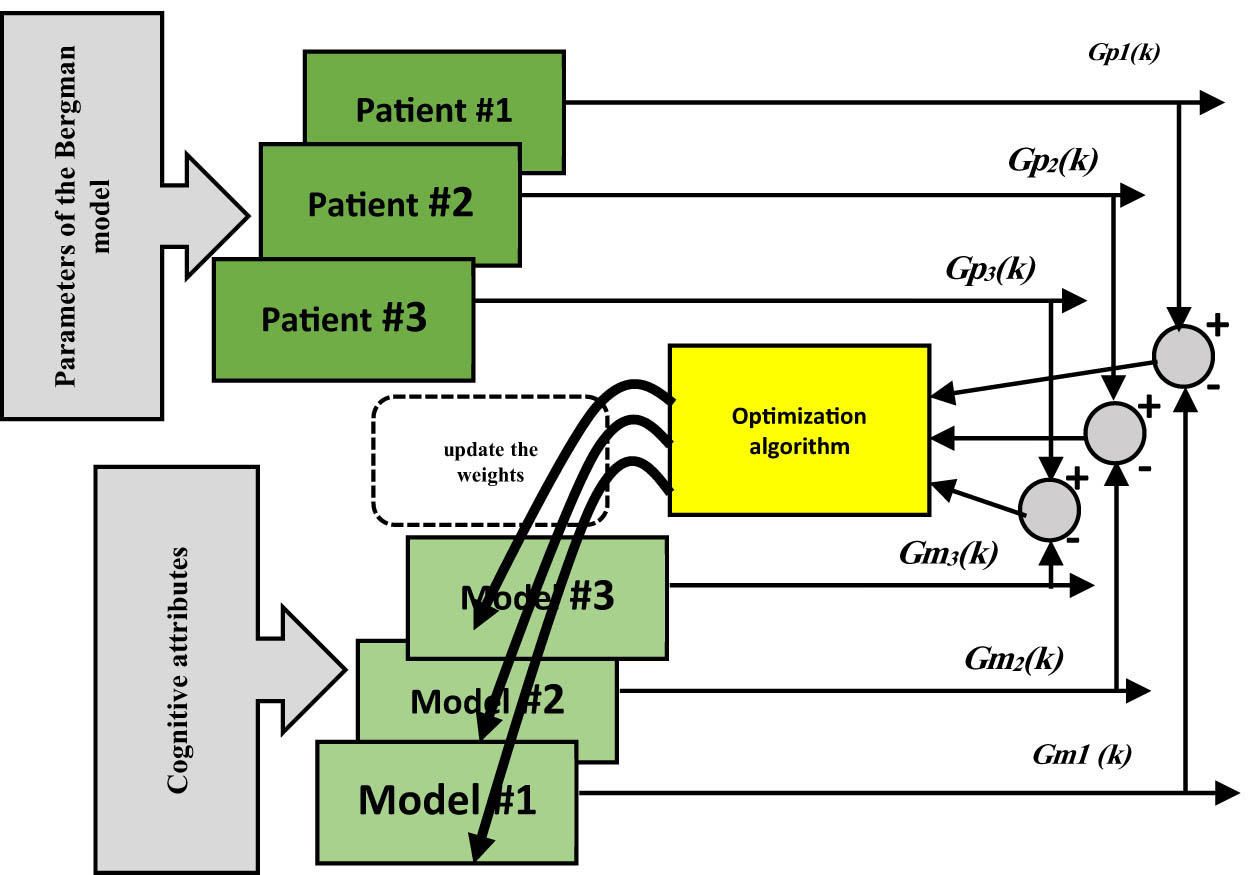 Figure 7
The structure of the proposed nonlinear glucose–insulin patient identifier model.