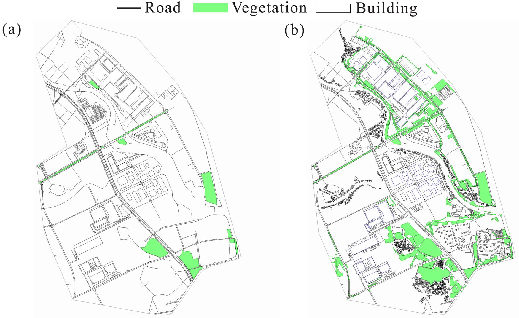 Figure 3 
                  (a) Incomplete outline map and (b) complete outline map.
               