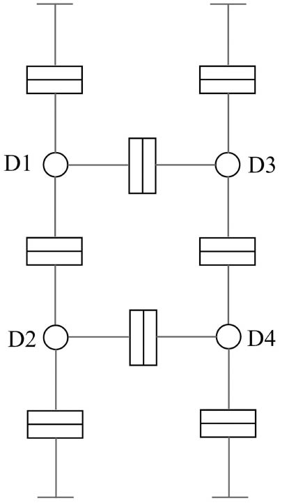 Figure 3: Schematic of metal dot QCA.