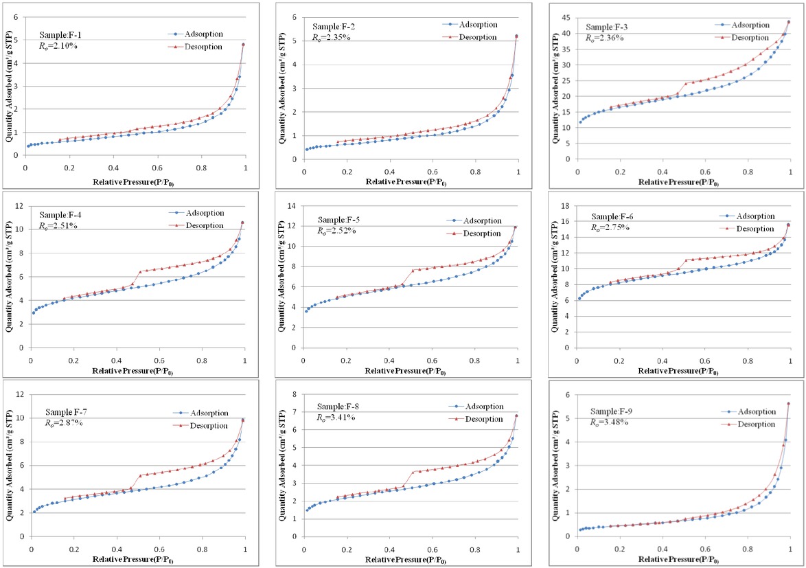 Figure 3 Low-temperature liquid nitrogen adsorption results of organic-rich shale.