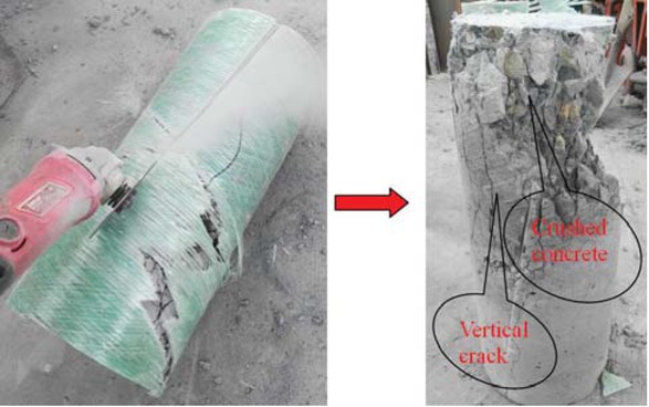 Figure 8 Core nano-silica concrete after the GFRP tube removed