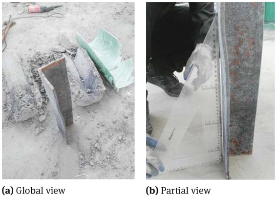 Figure 9 Shape of angle section steel after the GFRP tube and nano-silica concrete removed