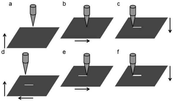 Figure 3 Diagram of constant load, unidirectional multipass scratch testing (nanowear) [10]