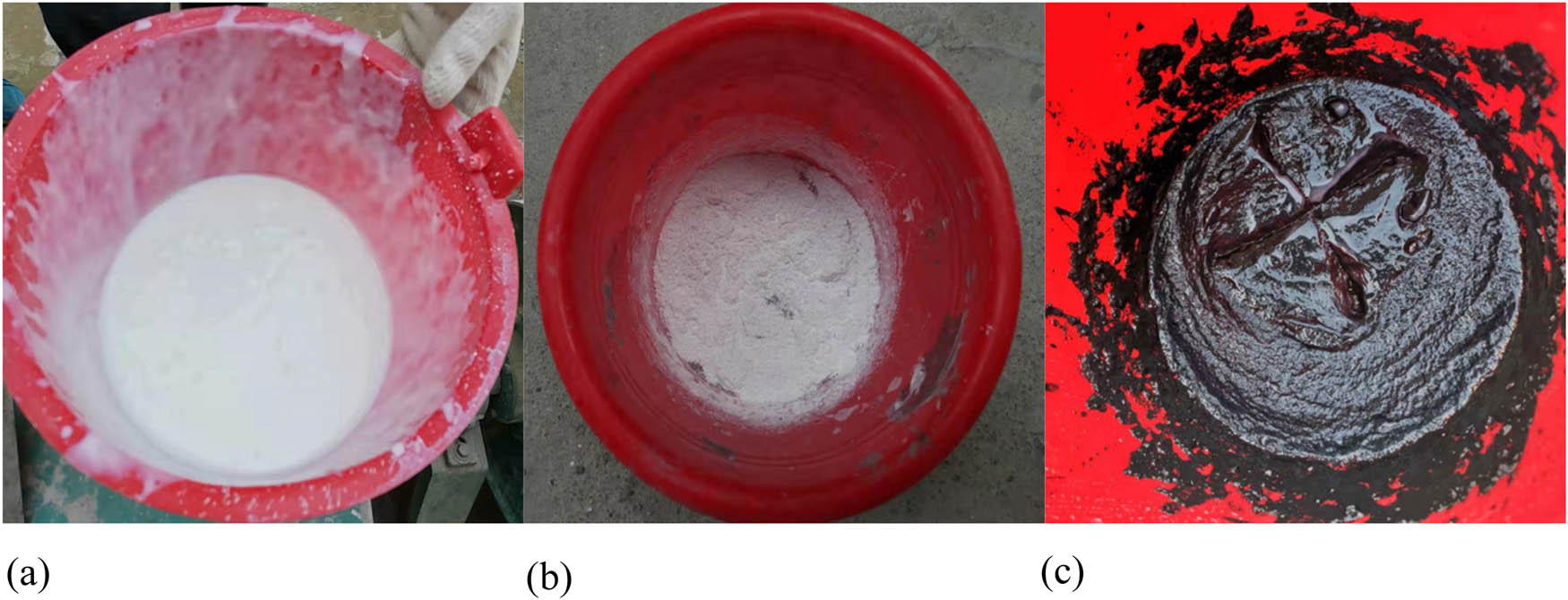 Figure 5
Nanomaterial dispersion. (a) NS dispersion, (b) NC dispersion, and (c) CNF dispersion.