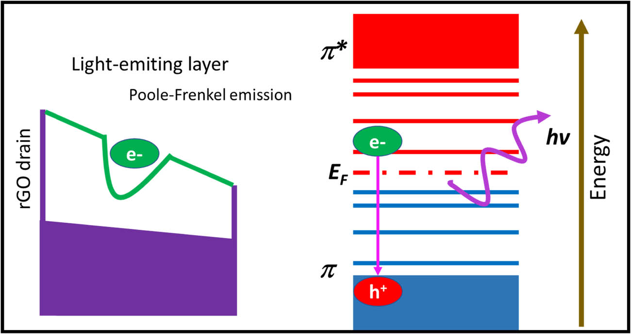 Figure 25 
                  Scheme for the charge injection process of GFLED.
               