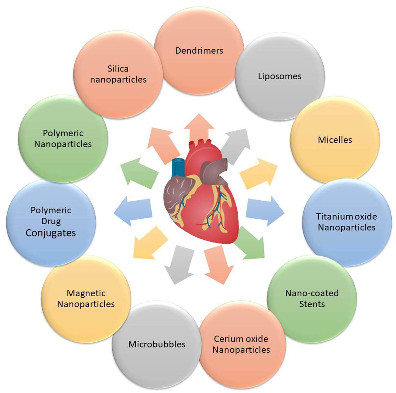 Figure 13 
                     Nano-carriers for drug delivery to the heart.
                  
