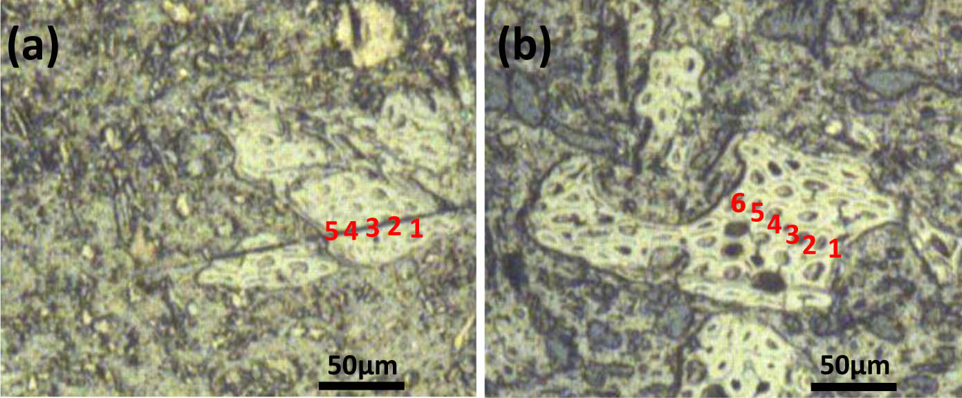 Figure 7
Microscope images of nanoindentation test regions of untreated (a) and MAPE and Si69 treated (b) RubWPC.