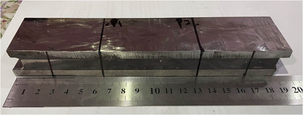 Figure 7 
                  A metal sandwich panel specimen after being cured for 3 days at room temperature.
               