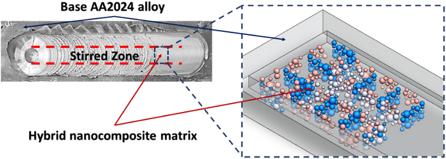 Figure 5 
                  Illustration of the nanoparticle distribution inside the stirred zone.
               