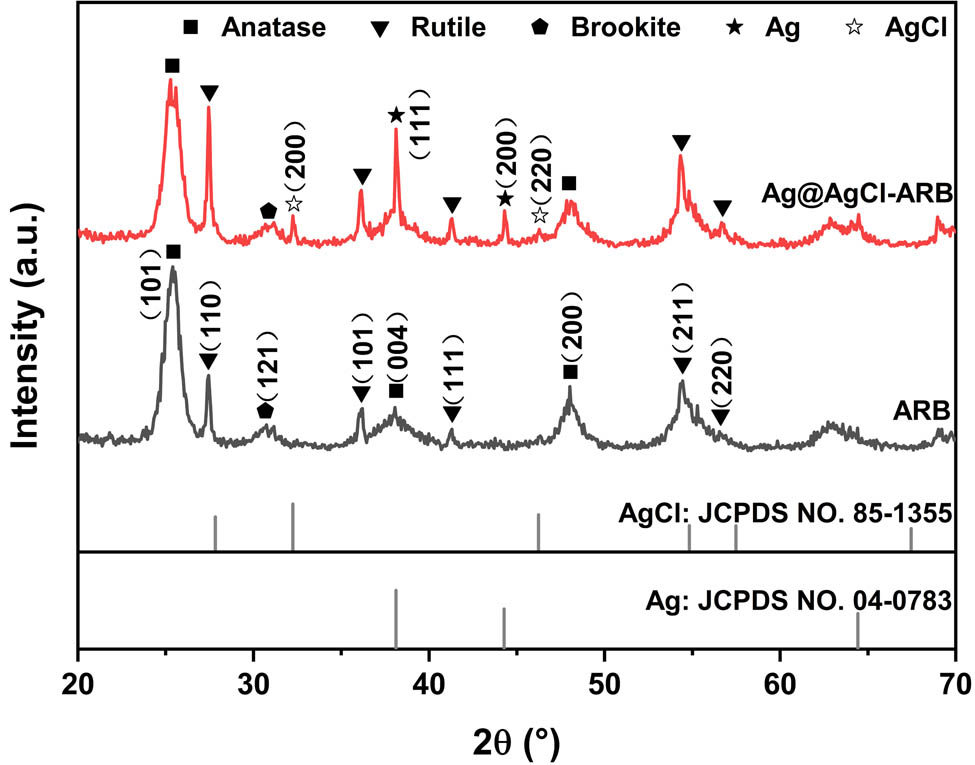 Figure 1 
                  XRD patterns of the samples.
               