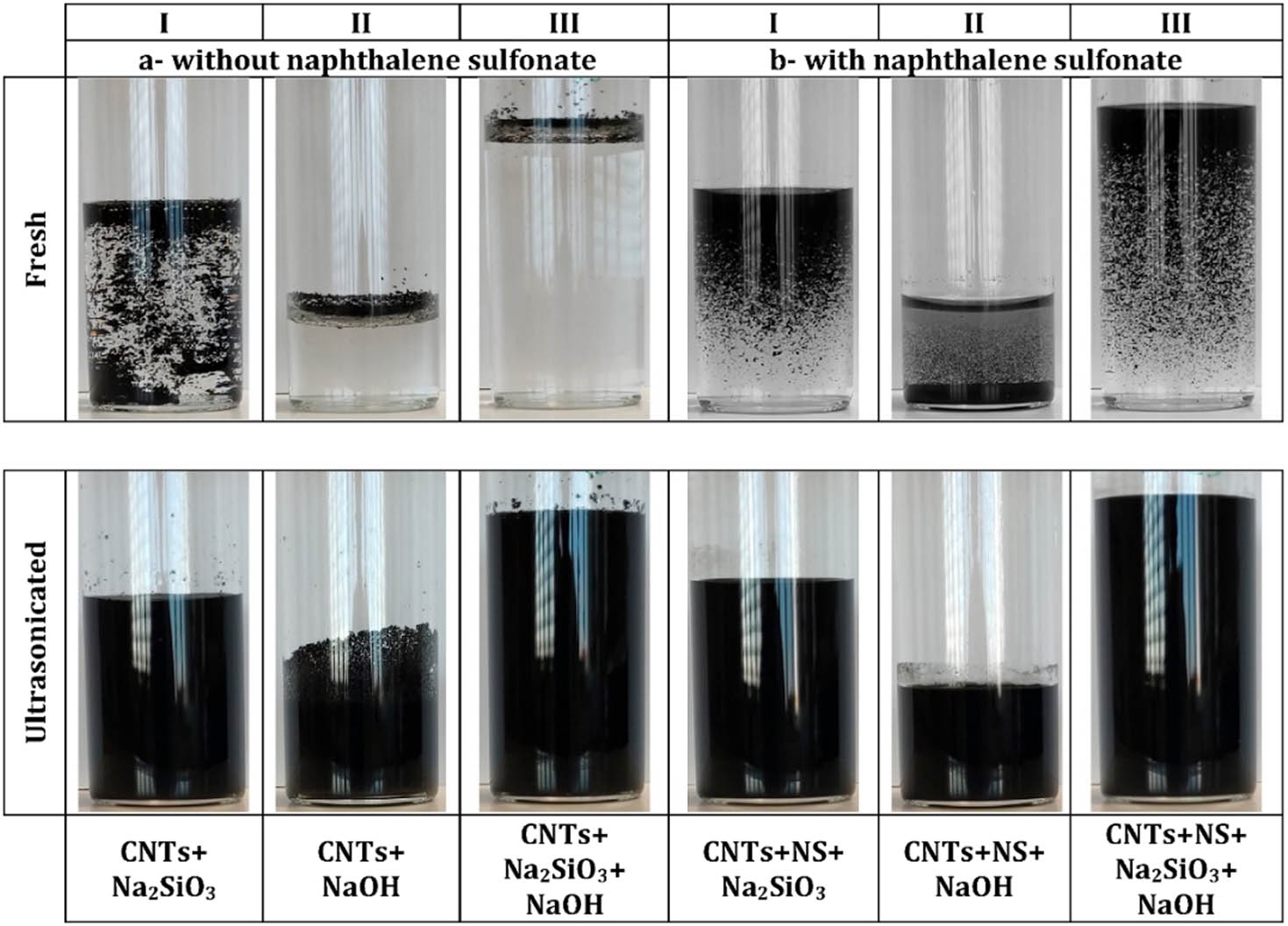 Figure 19 
                  Effect of ultrasonication in the dispersion of MWCNTs [125].
               