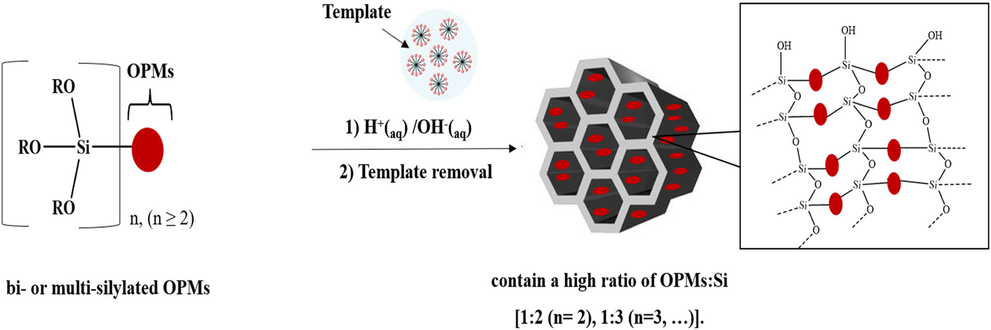Scheme 25 
                        The synthesis of OPMs-MSMs via the POM method using bis or multi-silylated OPMs.
                     