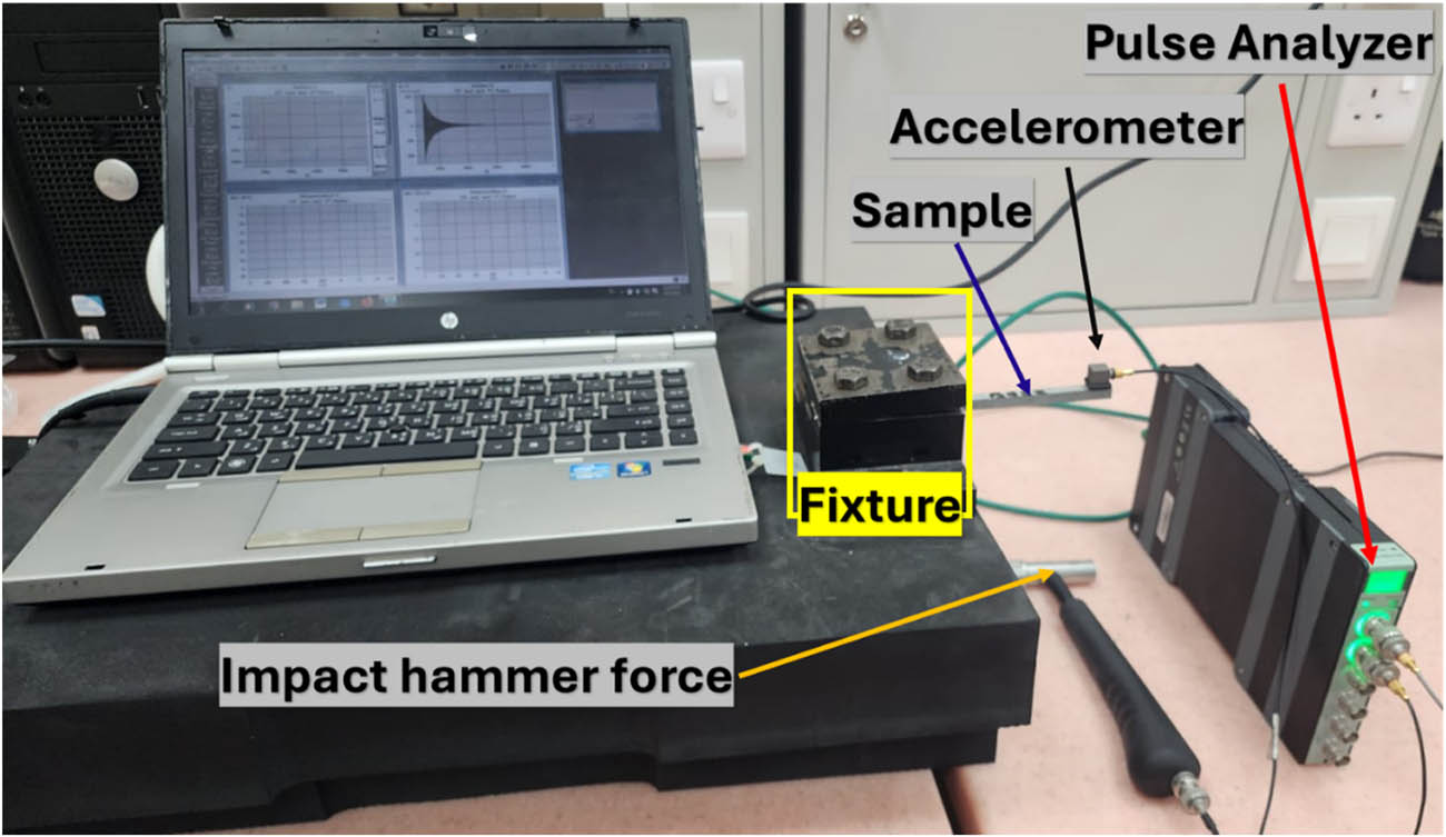Figure 2 
                  Free vibration impact test setup.
               