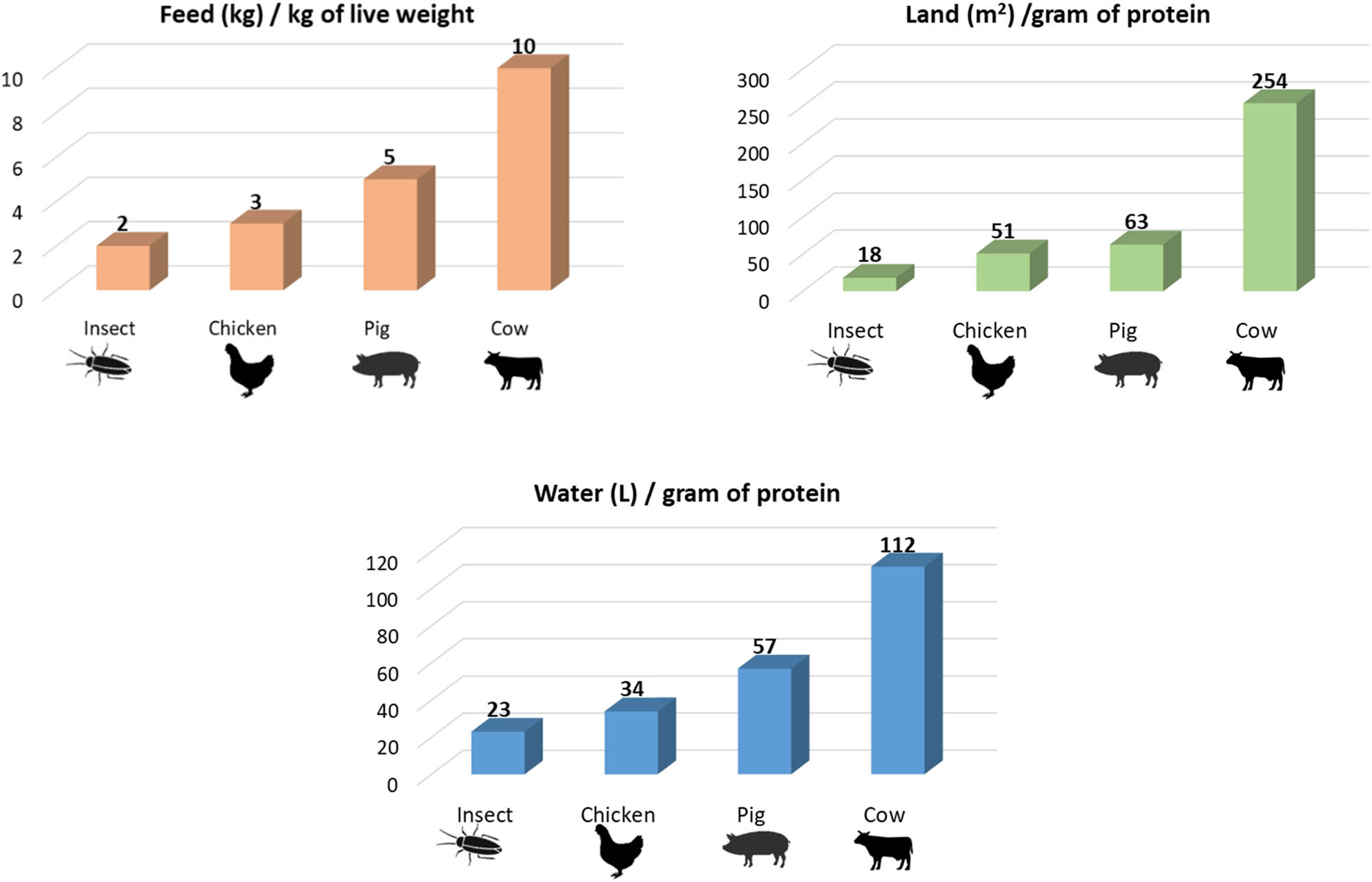 Figure 2
Some measures of environmental impact of animal production, according to the species.