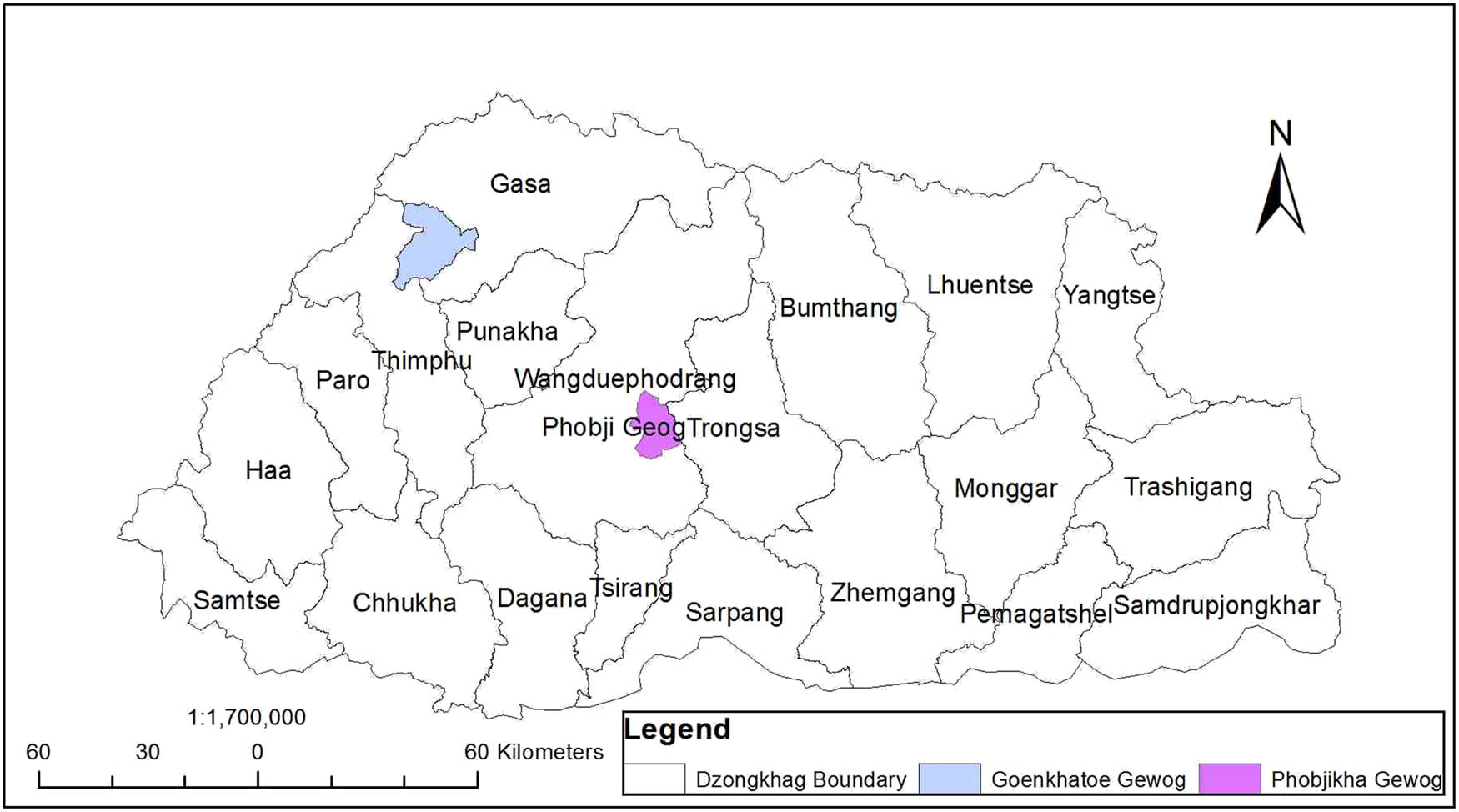 Figure 1
The map of Bhutan showing study areas (Source: National Soil Service Centre-2020).