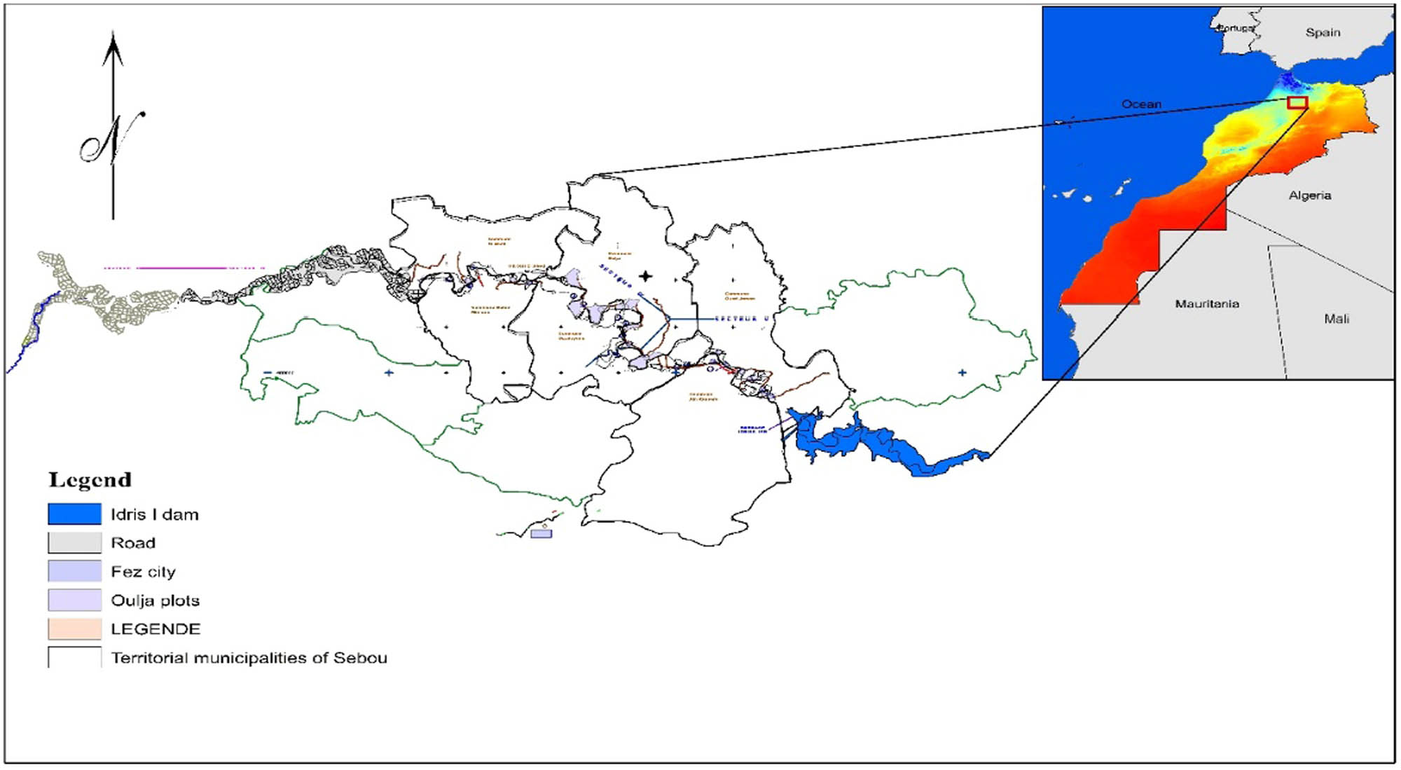 Figure 1
The Middle Sebou and Innaouene downstream perimeter.