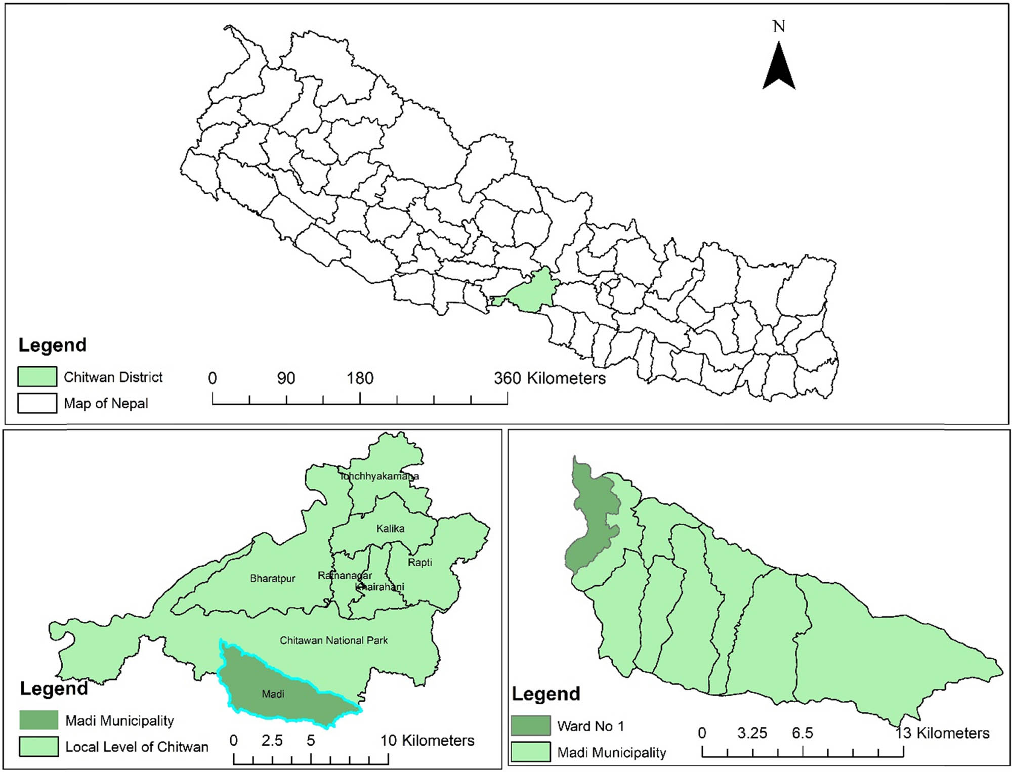 Figure 1
Map showing the study grasslands of Riu river basin at Madi, Chitwan of Nepal.