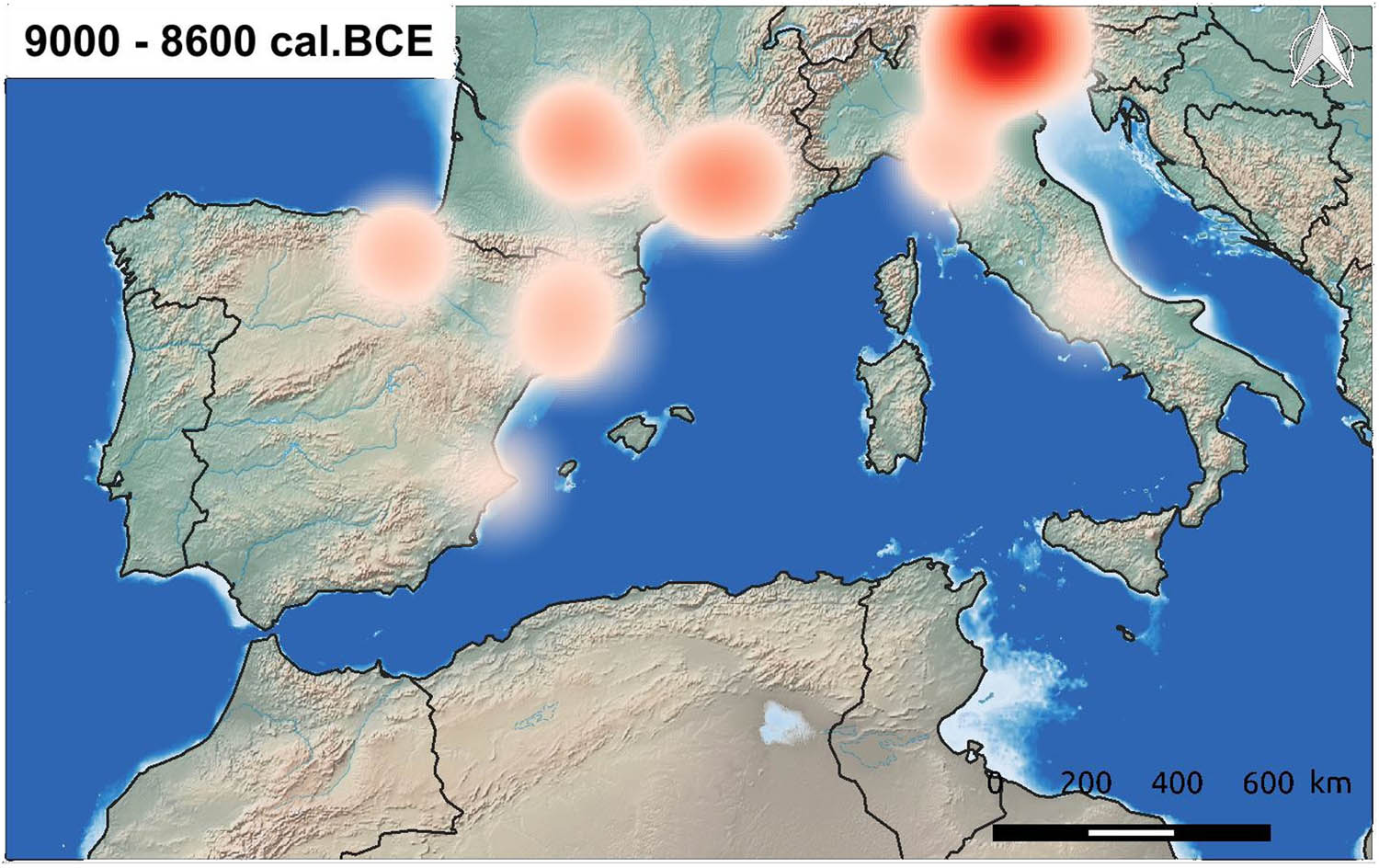 Figure 4
Heat map of the main earliest occupations of the Sauvterrian technocomplex, between 9500 and 8600 cal. BCE.