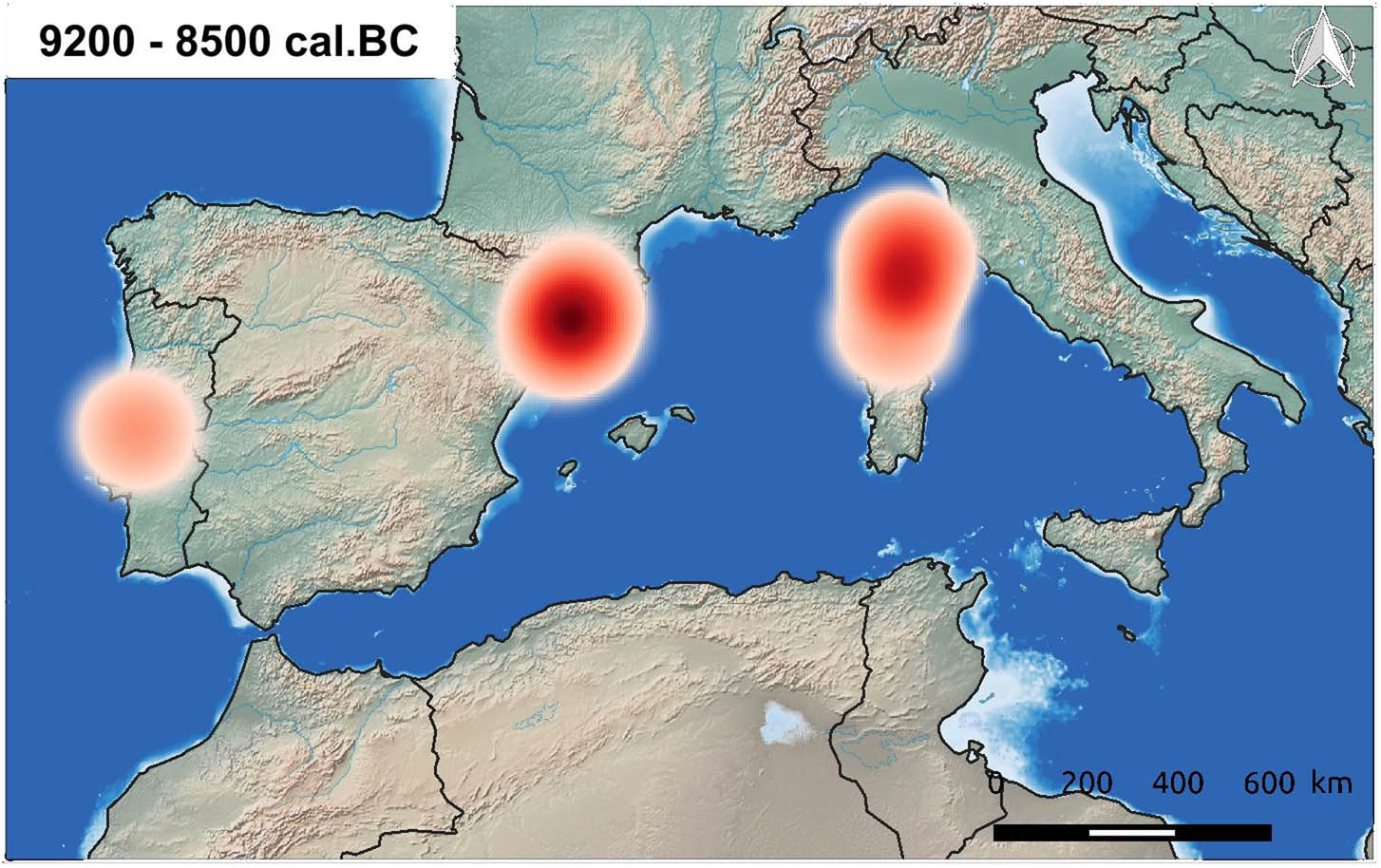 Figure 6
Heat map of the main earliest occupations of the MMD technocomplex, between 9200 and 8500 cal. BCE.