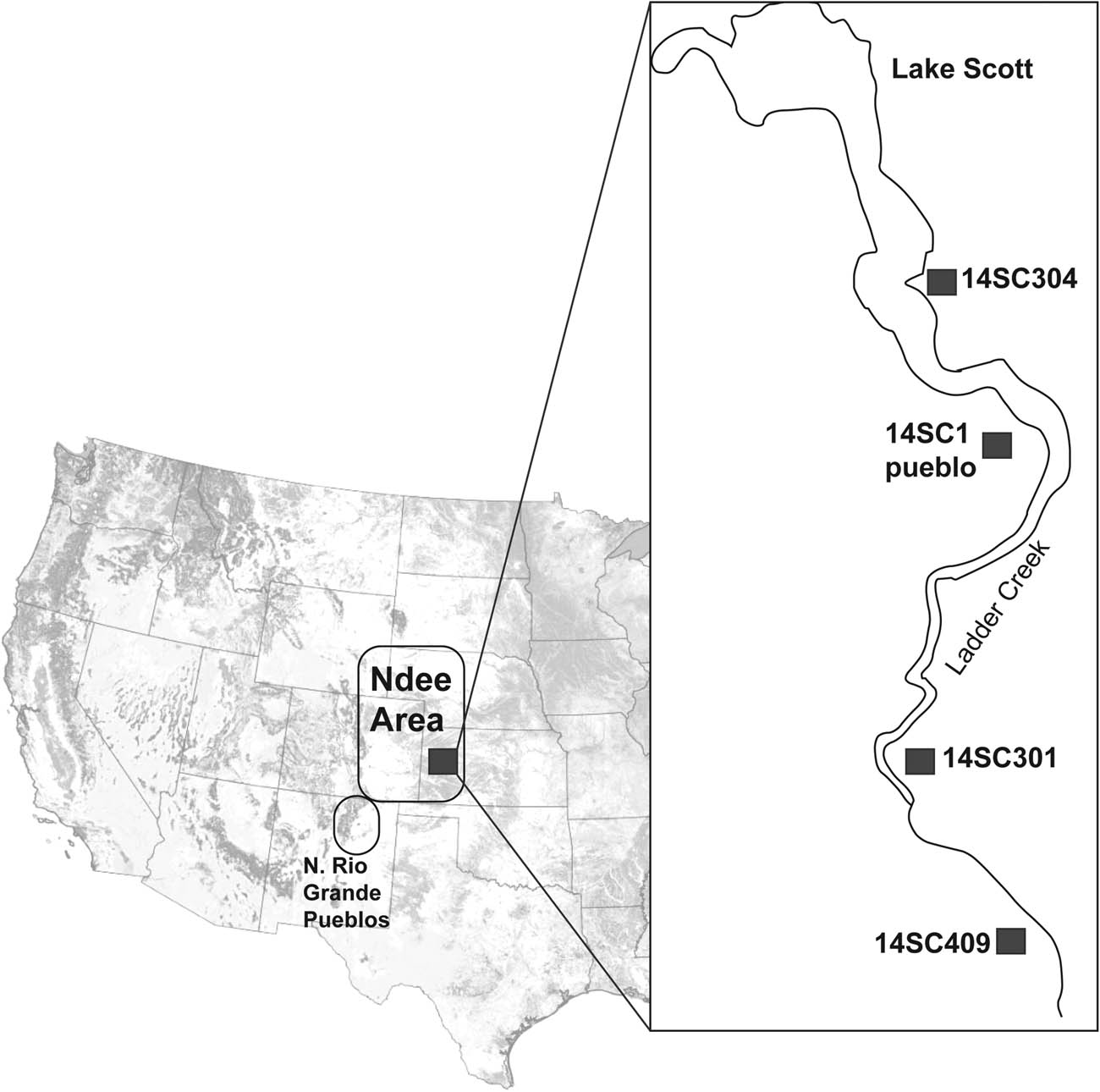 Figure 1
Map of study area with the general locations of sites mentioned in text.