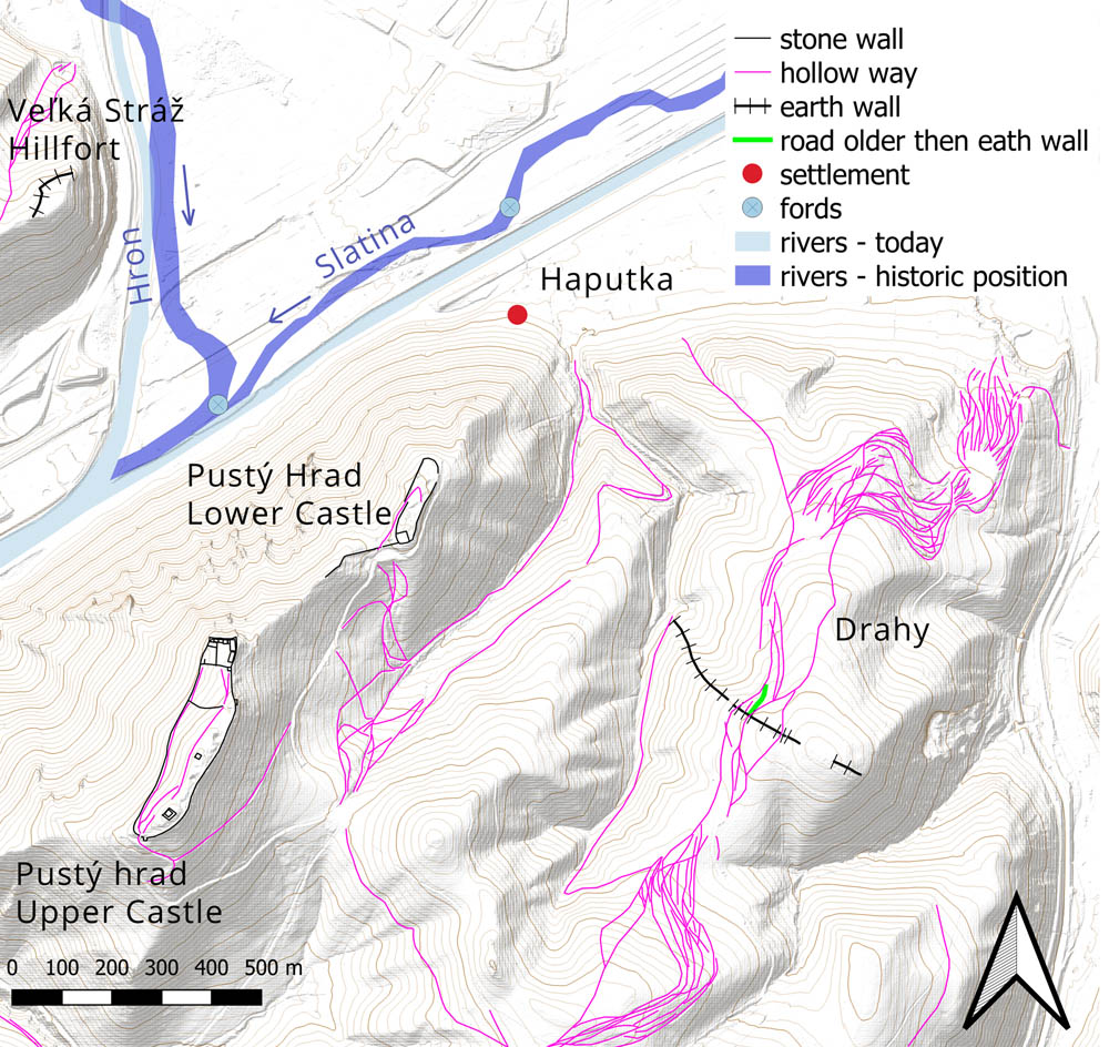 Figure 12
Example of ideal route modification by artificial obstacles at twin hillforts (later castles) Zvolen–Pustý Hrad.